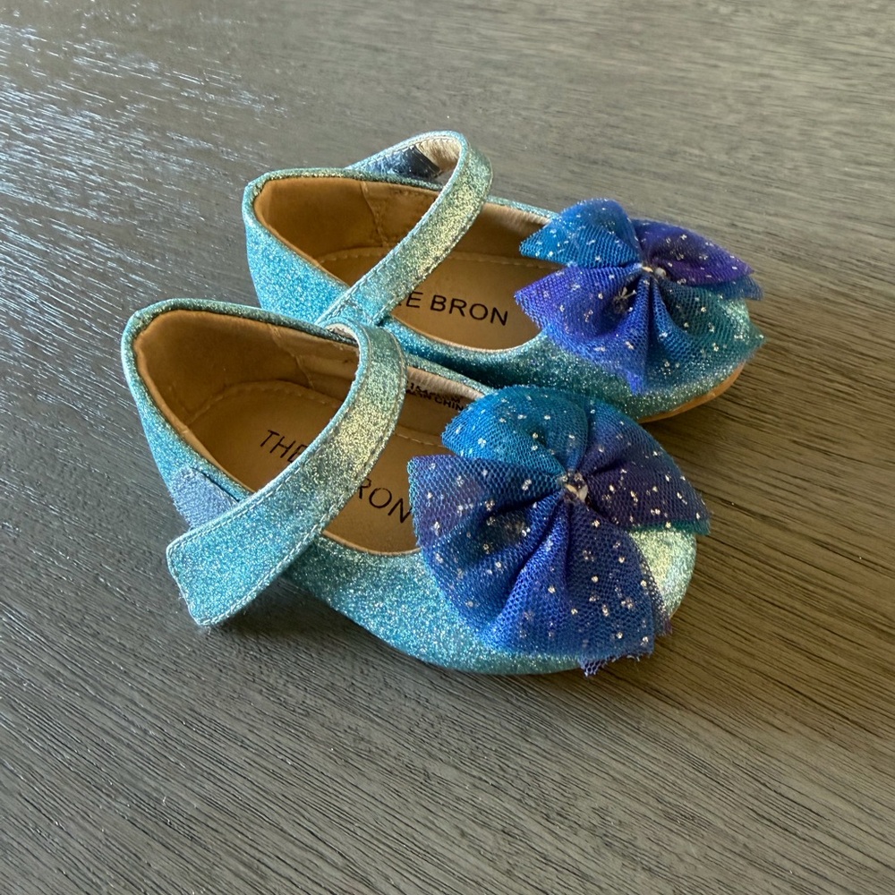 Sparkly Blue Kids Shoes with Bow